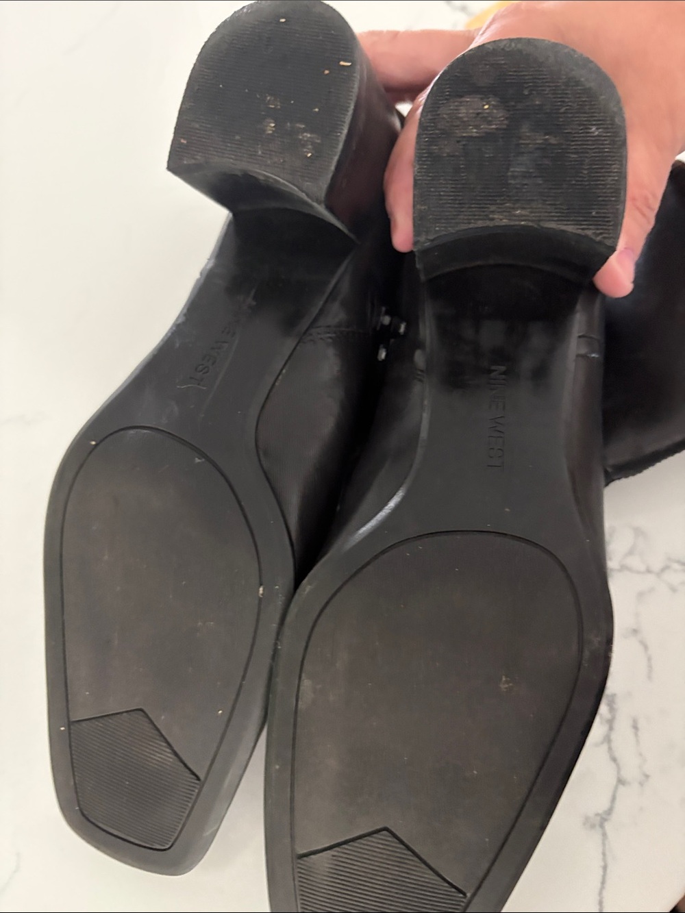 Nine West Black Leather Square-Toe Ankle Boots - Picture 4 of 6